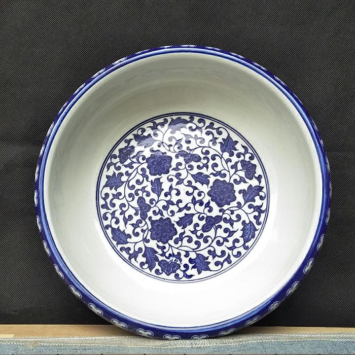 《缠枝莲直径18*6cm》水仙盆陶瓷铜钱草水培睡莲莲碗莲金钱草中式