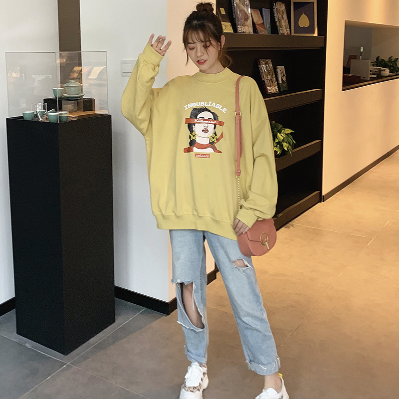 圆领款卫衣春秋款宽松时尚中长款