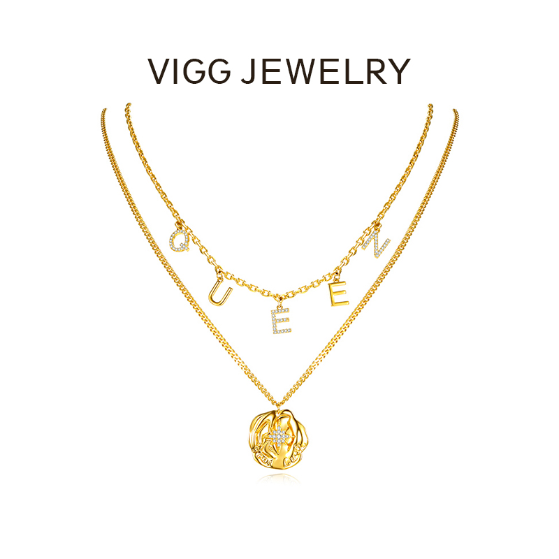 VIGG 铜合金项链  维多利亚女王套链 轻奢简约项链