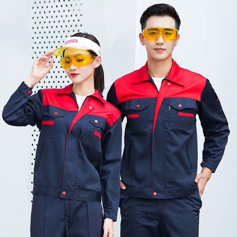 纯棉工作服套装定制男耐磨厂家春秋汽修服工服工地物流夏季劳保服