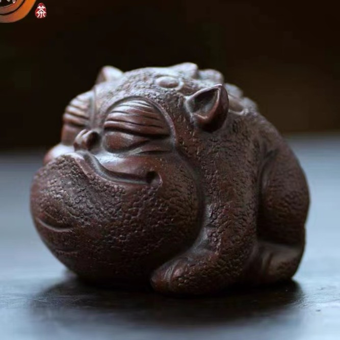 宜兴原矿紫砂茶宠可养吞金兽茶宠神兽精品摆件手工制作雕塑