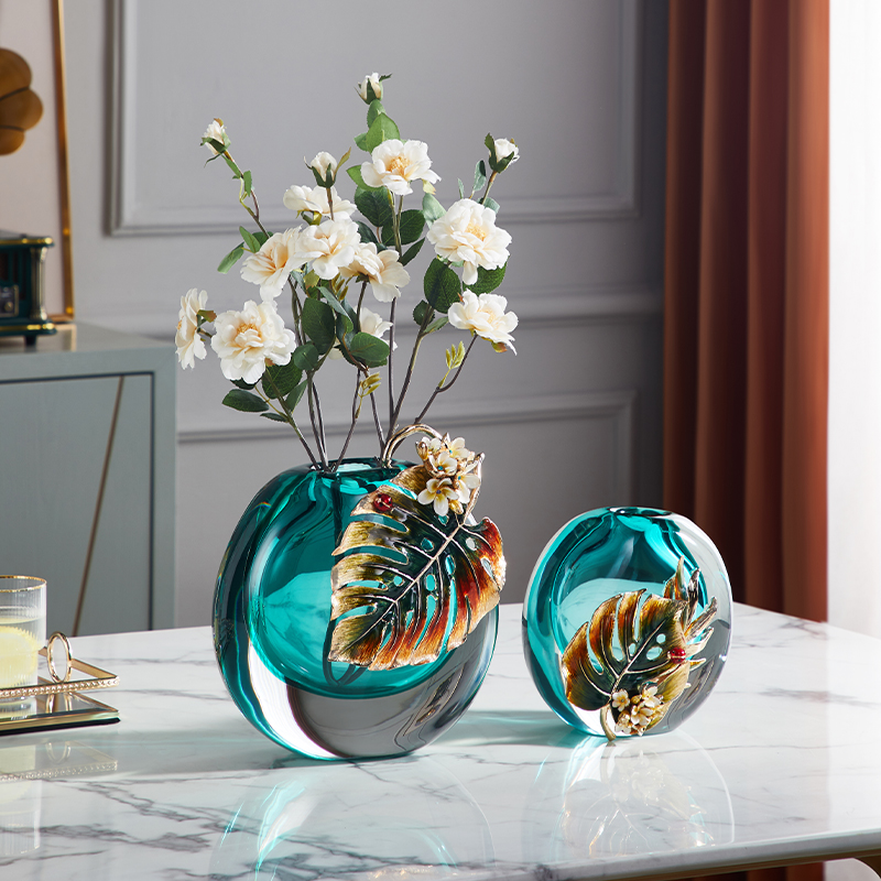 琉璃花瓶现代轻奢客厅桌面摆件乔迁新居礼品大气高档玄关软装饰品