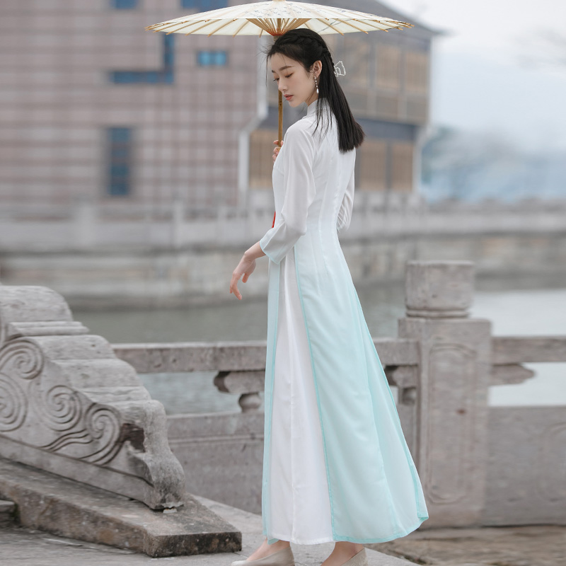 翰墨云汐茶服女中国风夏季中式改良旗袍年轻款收腰禅意仙气连衣裙