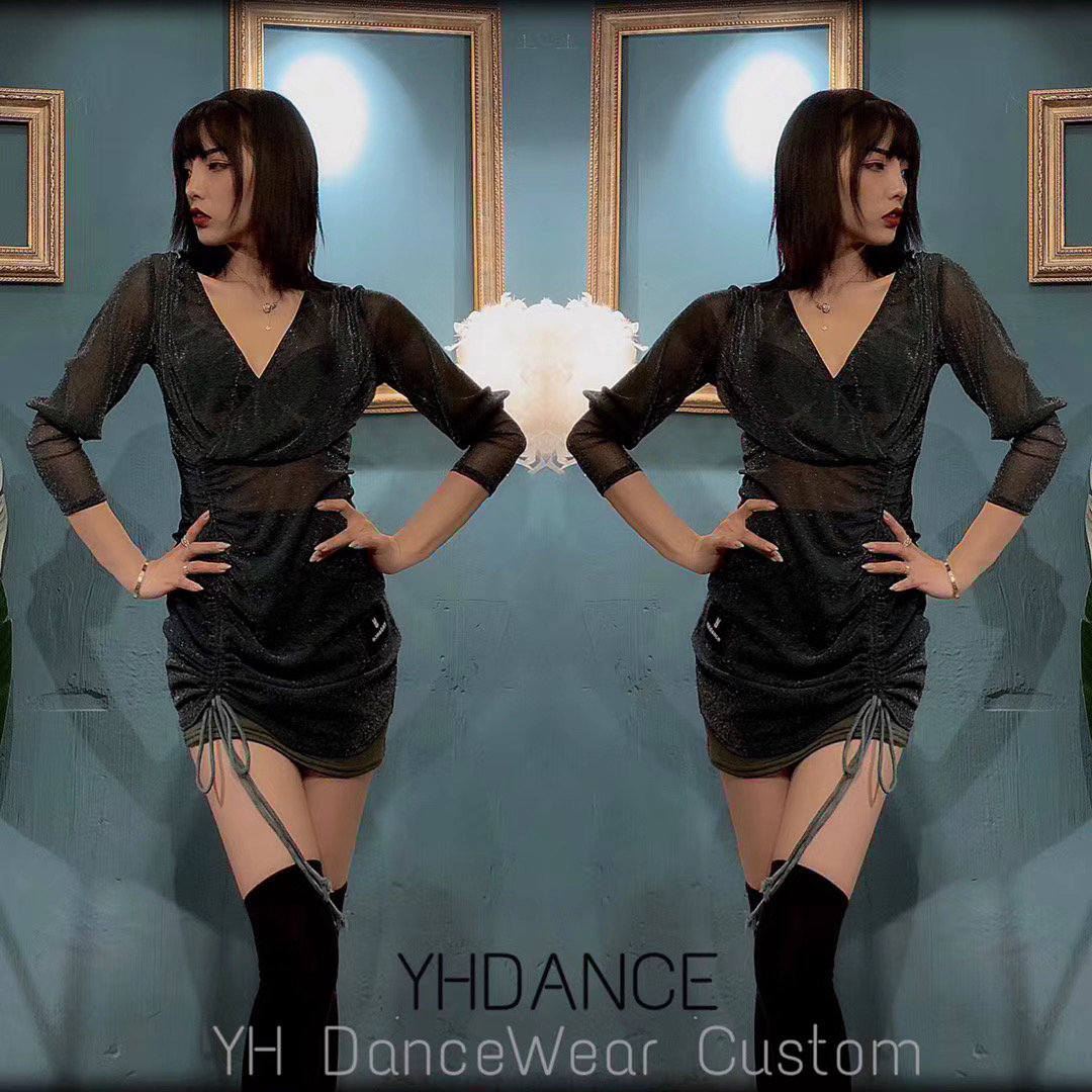 YHDANCE拉丁连体裙黑色048