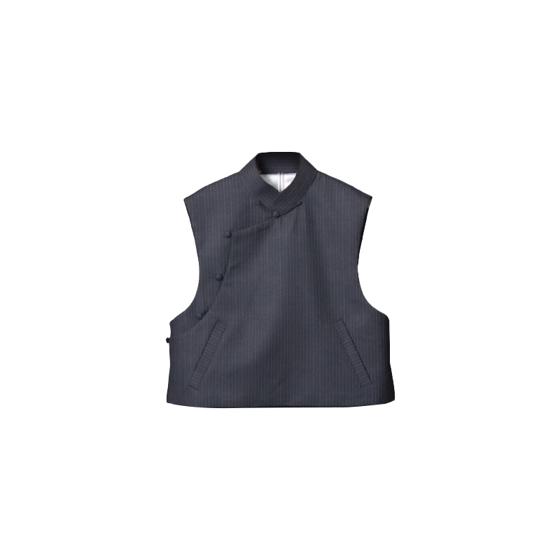 SUNCUN/三寸盛京成锦衣局中国风长石灰色条纹无袖马甲