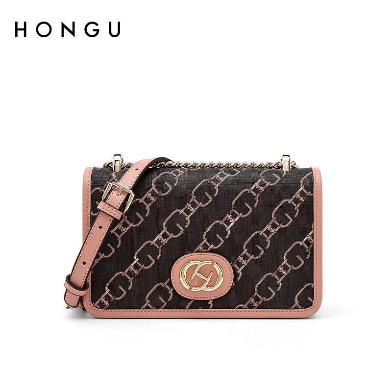 HONGU/•X系列女士包包时尚撞色链条单肩包经典压纹手提包H5154675