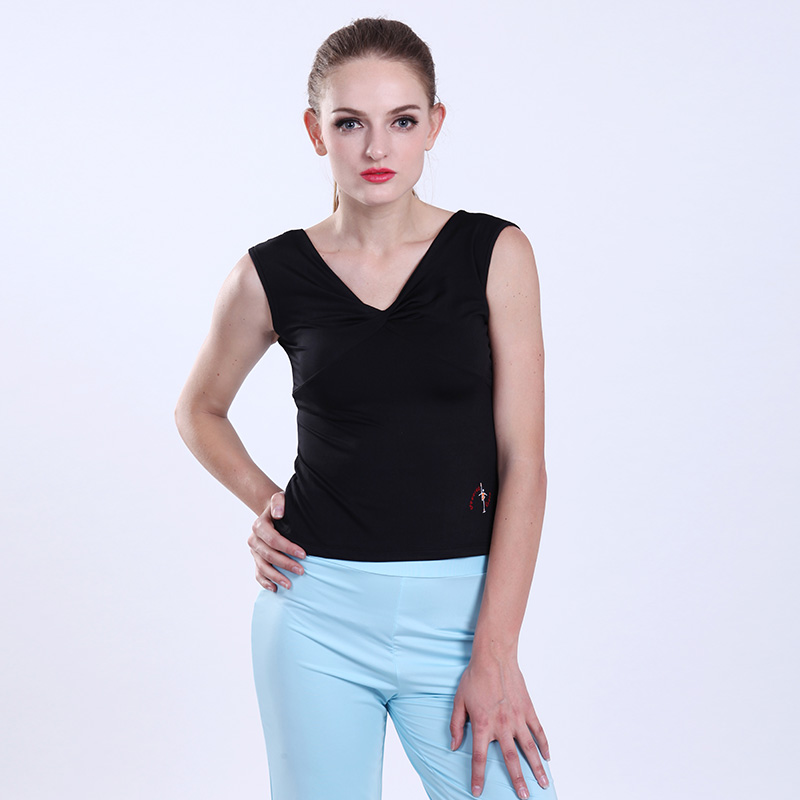 红舞鞋舞蹈服女成人短袖上衣练功服现代广场舞休闲运动服