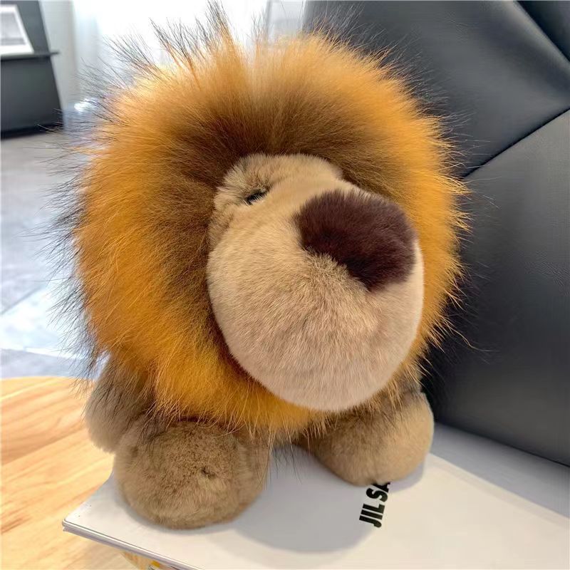 超大獭兔毛狮子挂件高档真毛背包公仔玩偶包包毛绒汽车挂饰潮