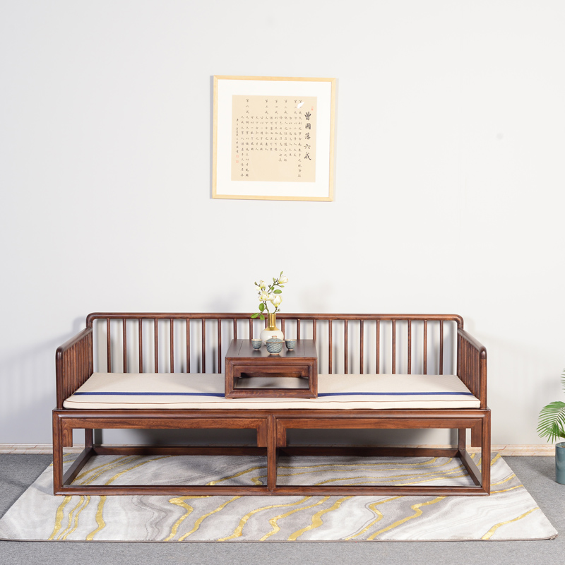 罗汉床新中式小户型沙发榻客厅实木简约多功能老榆木禅意卯榫组合