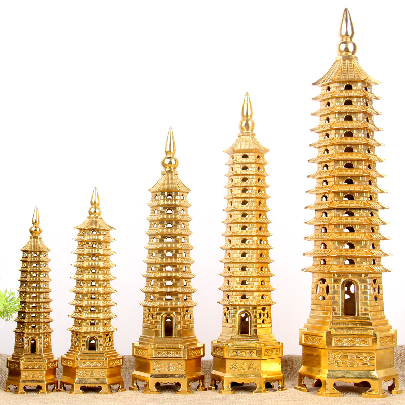 黄铜文昌塔九层13层十三层 文昌塔摆件中式纯手工长辈送孩子学生