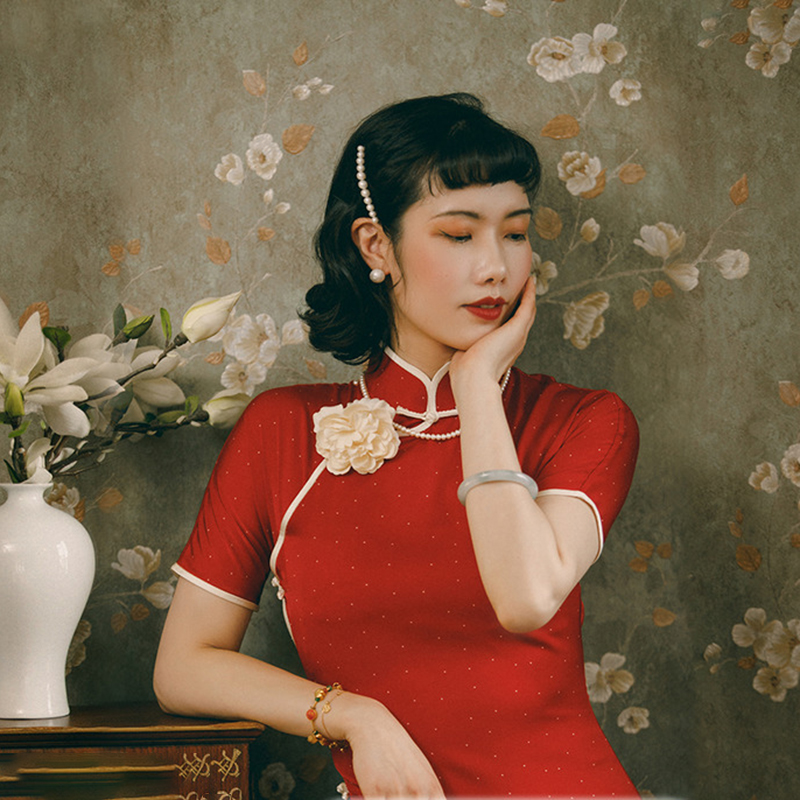 【胭脂妆】  topulara 民国复古大小姐红色波点旗袍夏季国风日常
