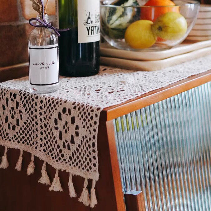 美式复古桌旗盖巾桌布餐桌布艺装饰棉线钩针盖巾茶几餐厅布艺文艺