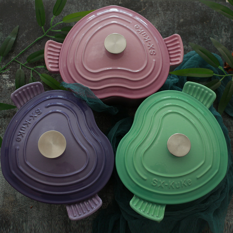 小翅膀20cm心型爱心铸铁珐琅锅铸彩搪瓷炖锅