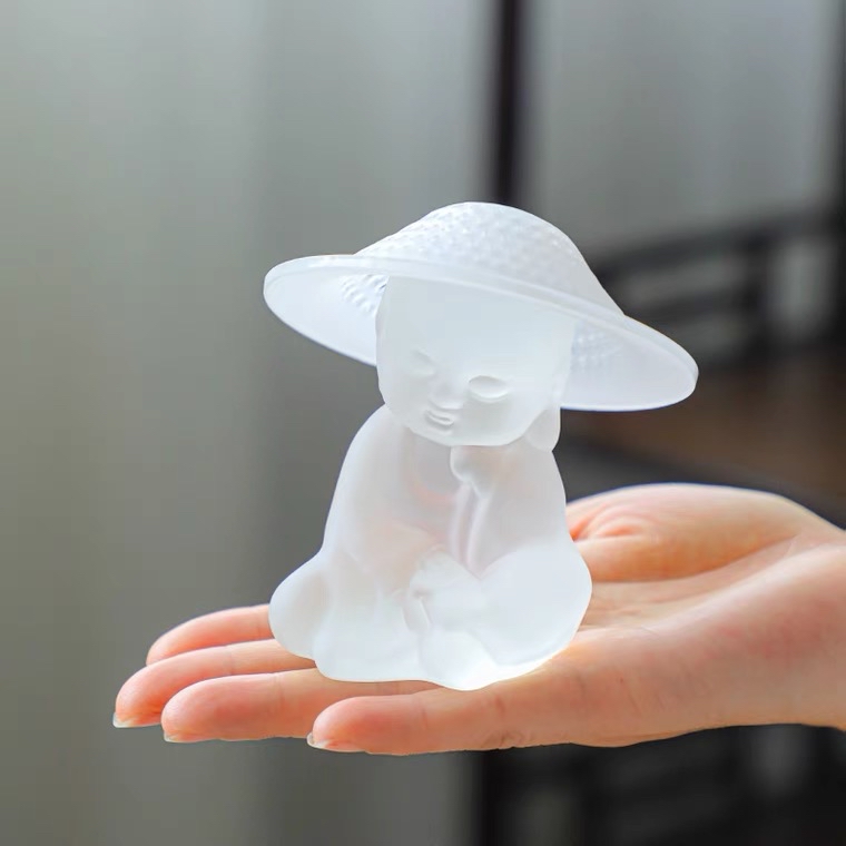 耐热玻璃茶漏器小僧摆件茶具配件茶漏套装家用茶水分离过玻璃茶滤