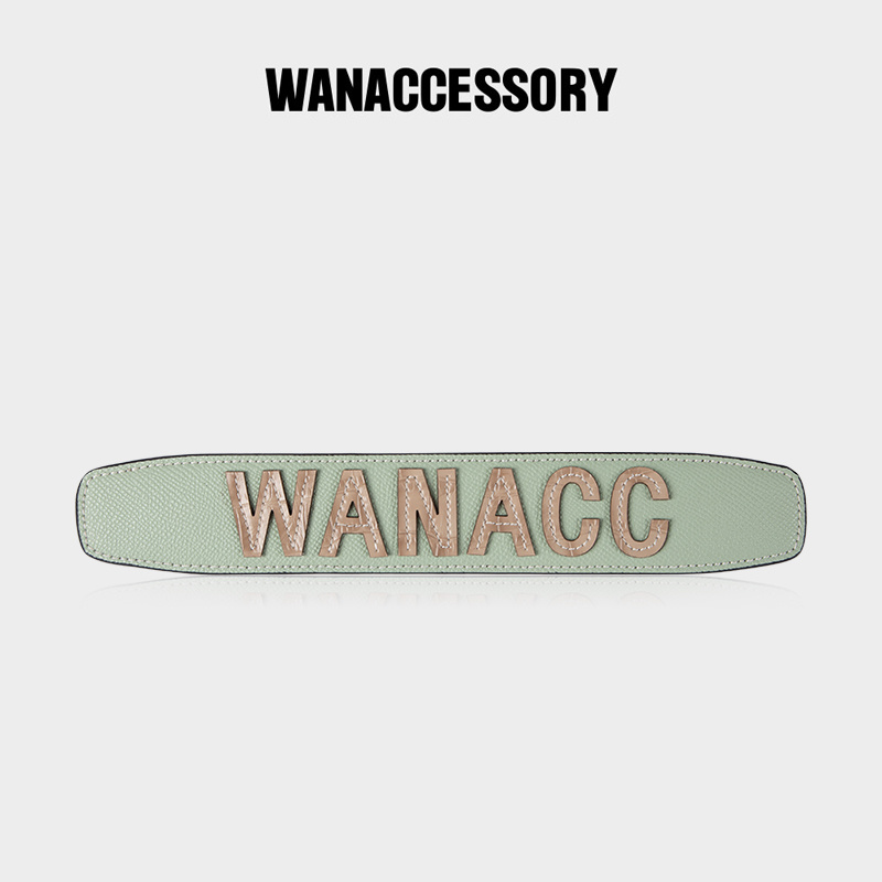 WANACCESSORY万蔻撞色牛皮字母手提肩带原创换脸包配饰原创设计