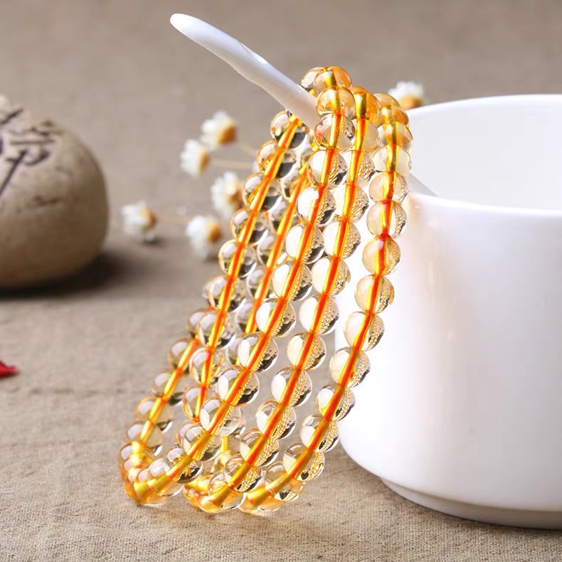 天然巴西高品质黄水晶手链多圈三圈黄水晶手串饰品