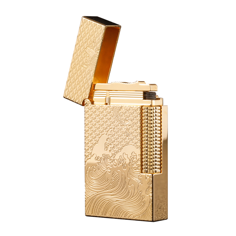 【鲤鱼跃龙门】法国都柏特朗声充气打火机黄铜侧滑钢音送男士礼品
