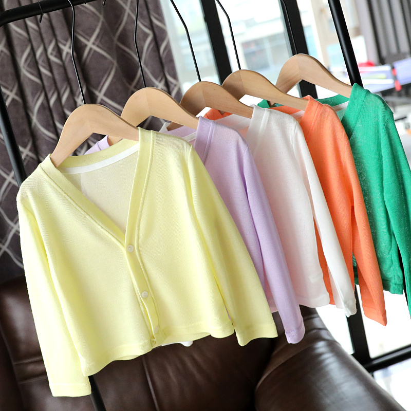 儿童针织开衫韩版镂空薄外套2022春夏防晒衣宝宝长袖空调衫1639