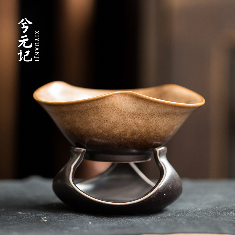 兮元记素黄单个茶漏过滤器茶滤高端高档陶瓷茶叶过滤斗家用滤茶器