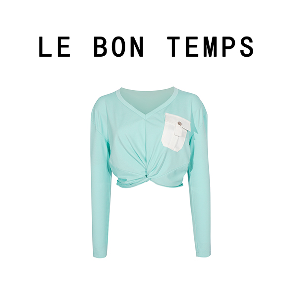 【LE BON TEMPS】设计款v领绑带上衣c800518