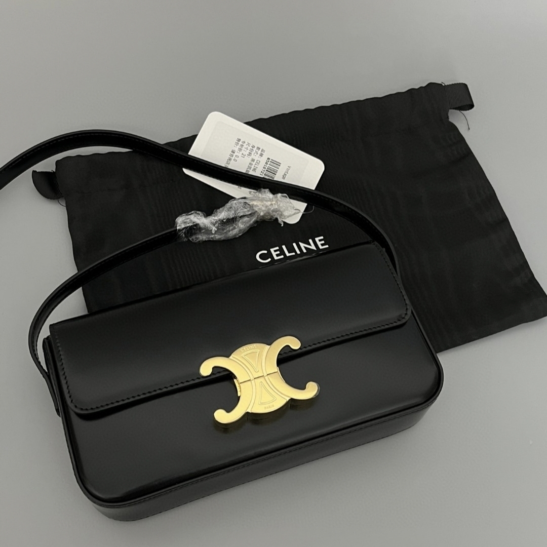 99新 Celine/思琳 CELINE黑金凯旋门腋下包