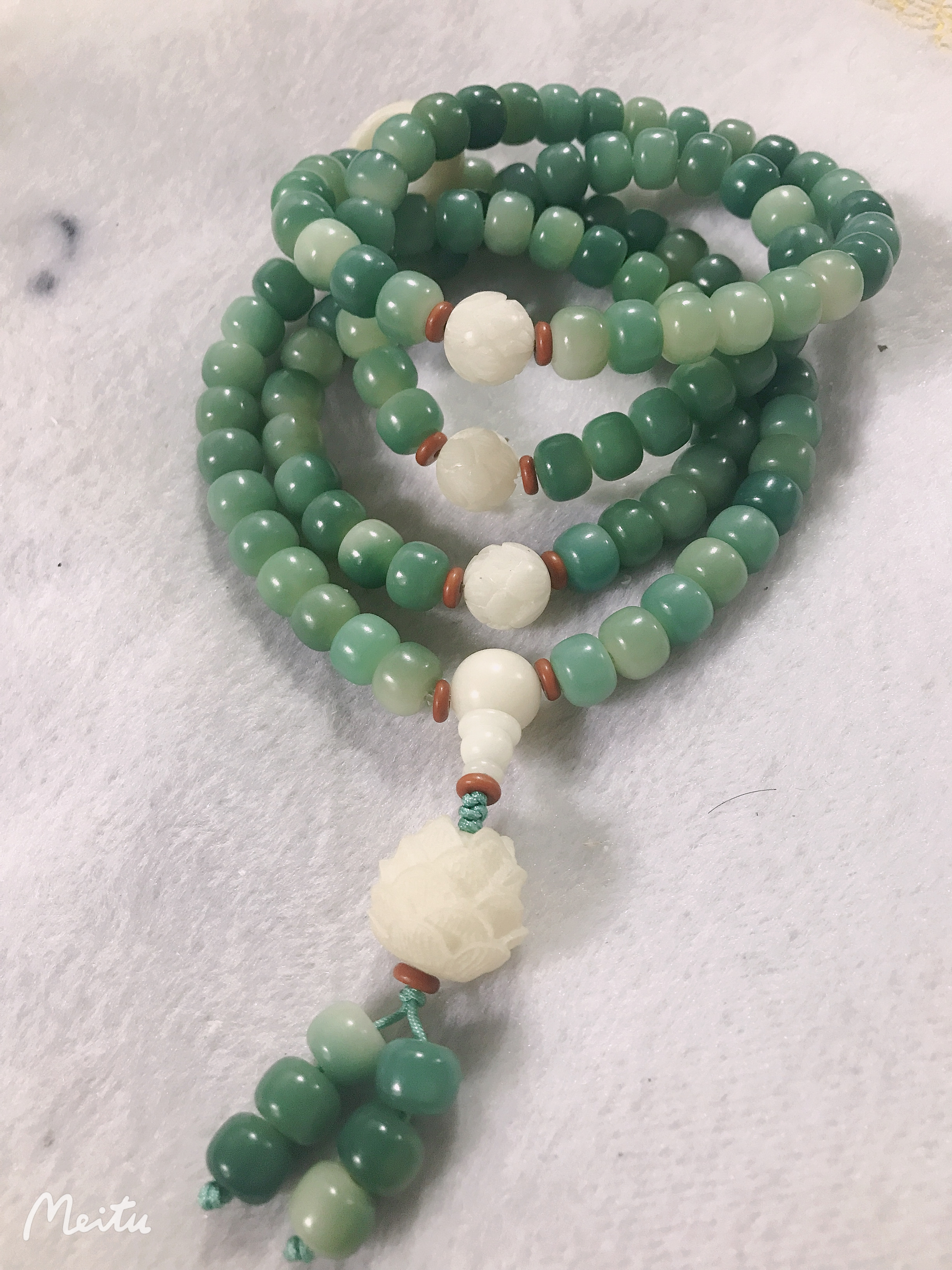 天然白玉菩提原籽山水料桶珠脖挂手串两用款间菩提菩提手串菩提根