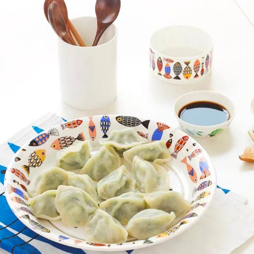 双层沥水饺子盘高档仿瓷盘子密胺多用盘家用创意水果盘餐具