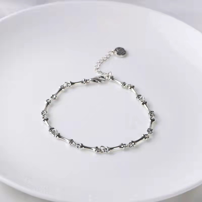 925银手链 小骨头串联纯银手链17+4 C6609简约时尚百搭文艺