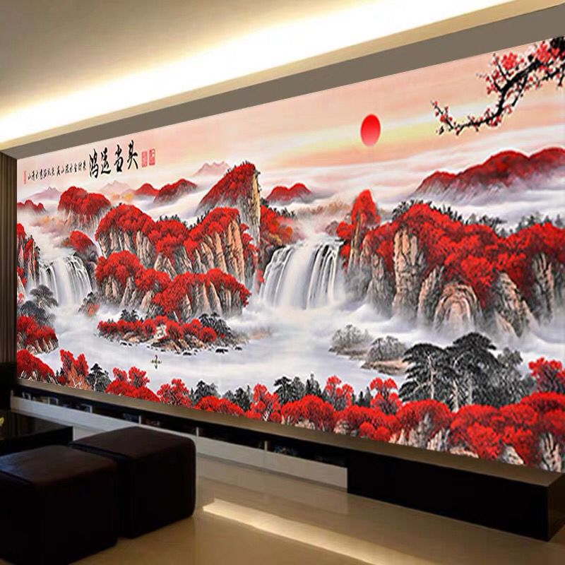 5d钻画2022年满钻新款鸿运当头十字绣山水客厅点贴砖秀2021水晶