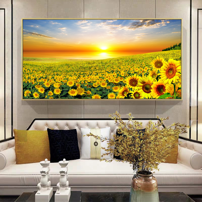2022新款钻画客厅向日葵风景花卉满钻全贴钻卧室十字绣简约风景
