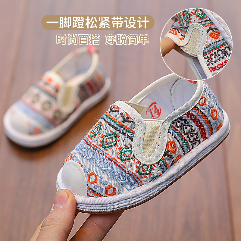 亲子儿童手工单布鞋1-7岁3婴儿宝宝学步软底男女千层底老北京1092