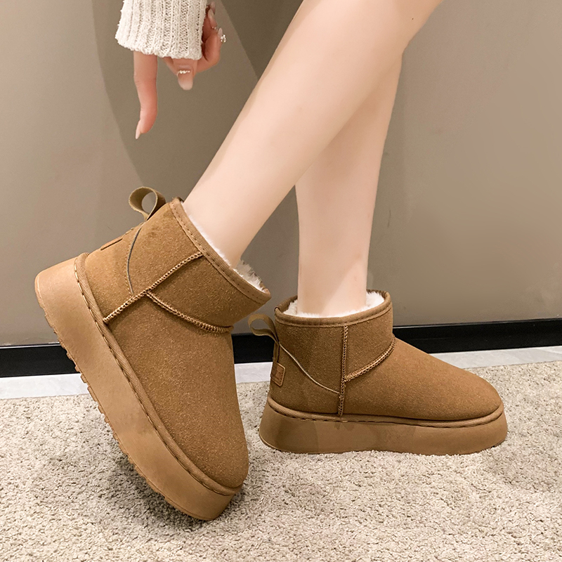 【1】秋冬季雪地靴女款外穿厚底23年冬季新款皮毛一体加厚防滑棉鞋