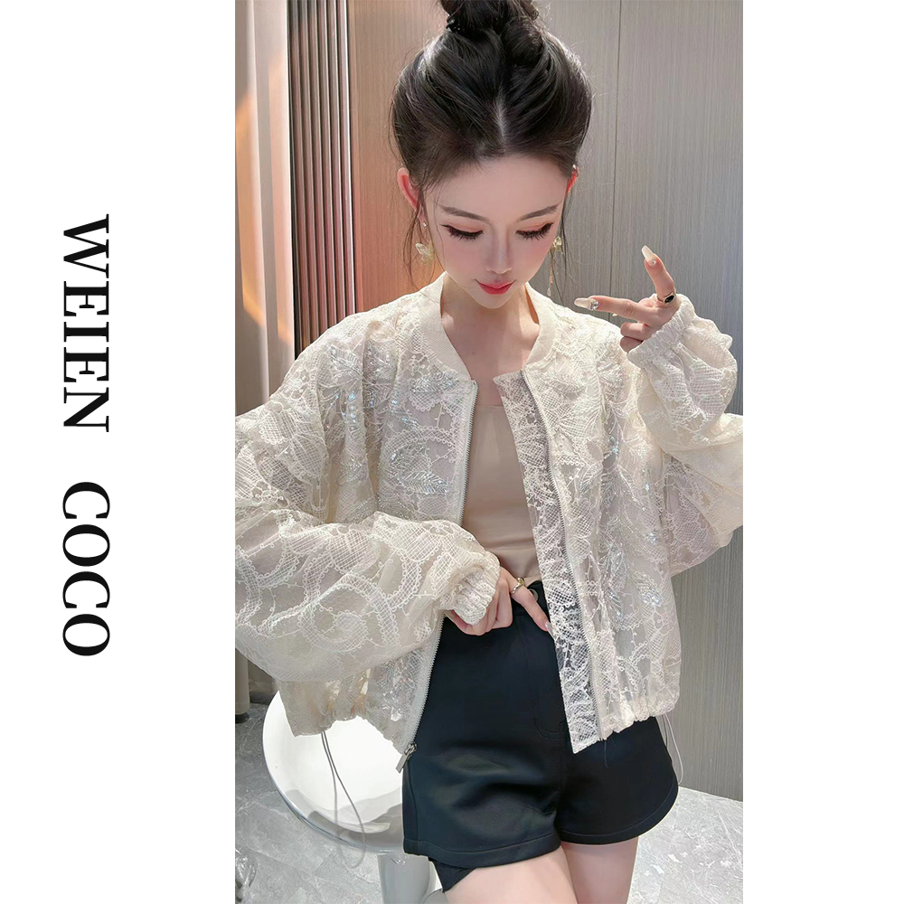 【薇恩COCO】棒球服外套时尚国风重工气质镂空百搭春上衣S0809
