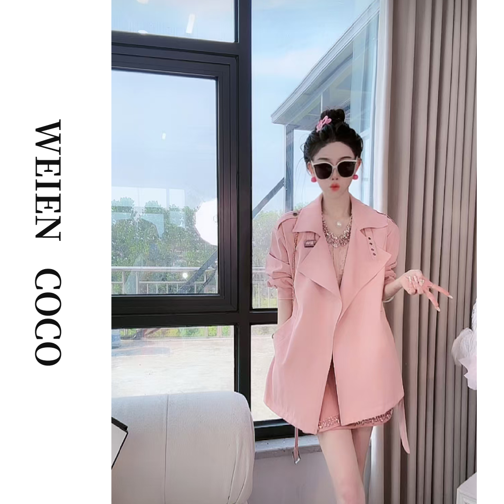 【薇恩COCO】气质百搭中长款外套时尚设计师风衣经典秋上新款S1927