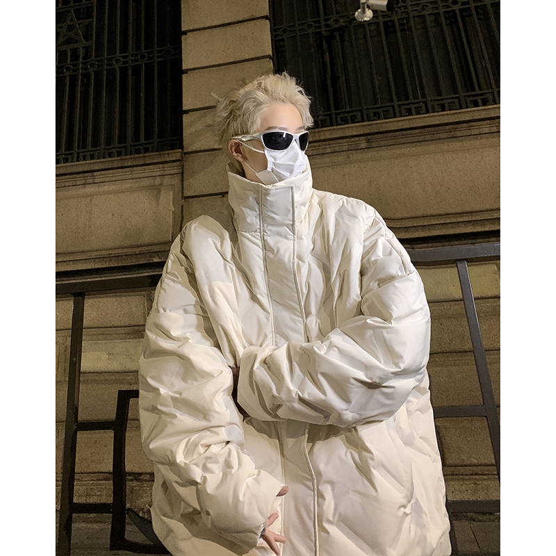 黑武士褶皱棉衣男冬季加厚保暖美式hiphop棉袄潮牌高级感棉服外套