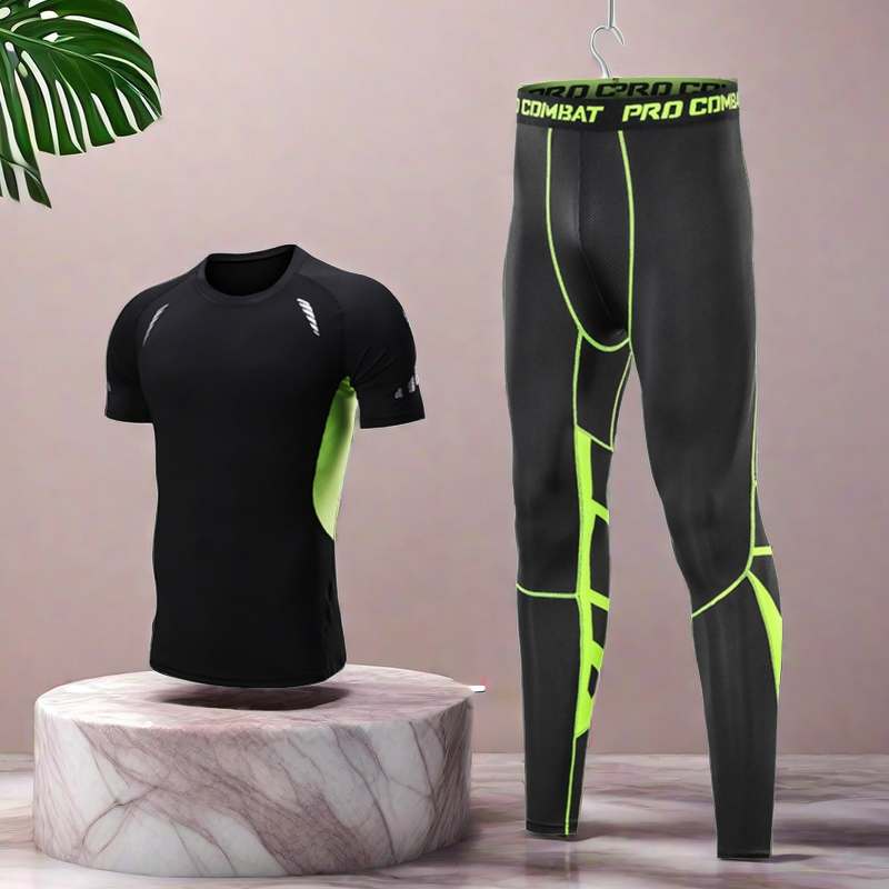 秋季新款健身服运动套装男速干衣跑步篮球紧身衣体育训练服健身衣