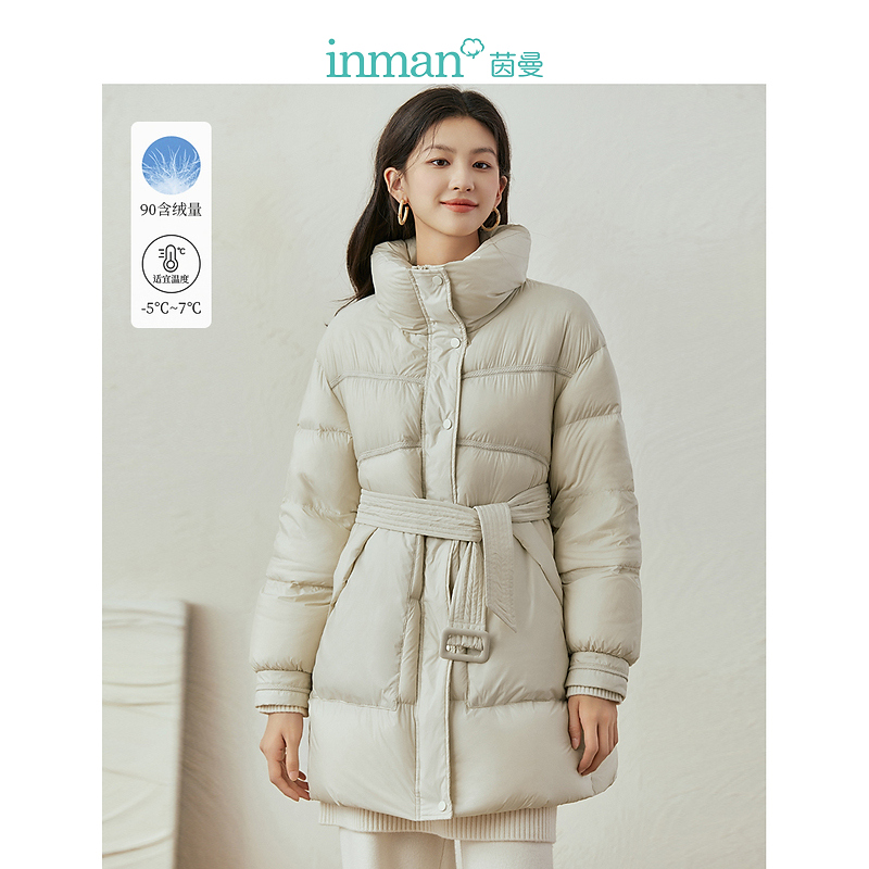 【冬季厚外套】茵曼冬季女羽绒服短款新款面包鸭绒黑色爆款休闲反季