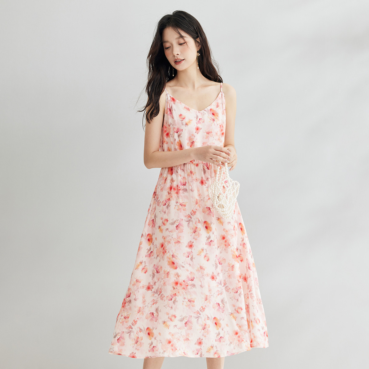 【周年庆】茵曼2024夏季新款女连衣裙裙子吊带裙背心碎花气质风度假