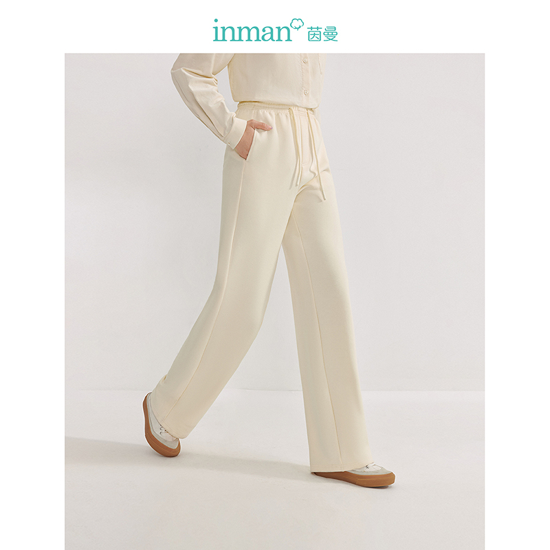 【商场同款】茵曼2025春秋新款女休闲裤筒裤长裤卫裤直筒女装宽松