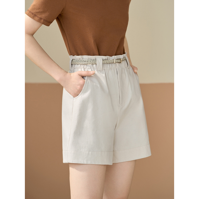 【商场同款】茵曼夏季女短裤纯棉显瘦休闲透气高腰薄款宽松成人新款