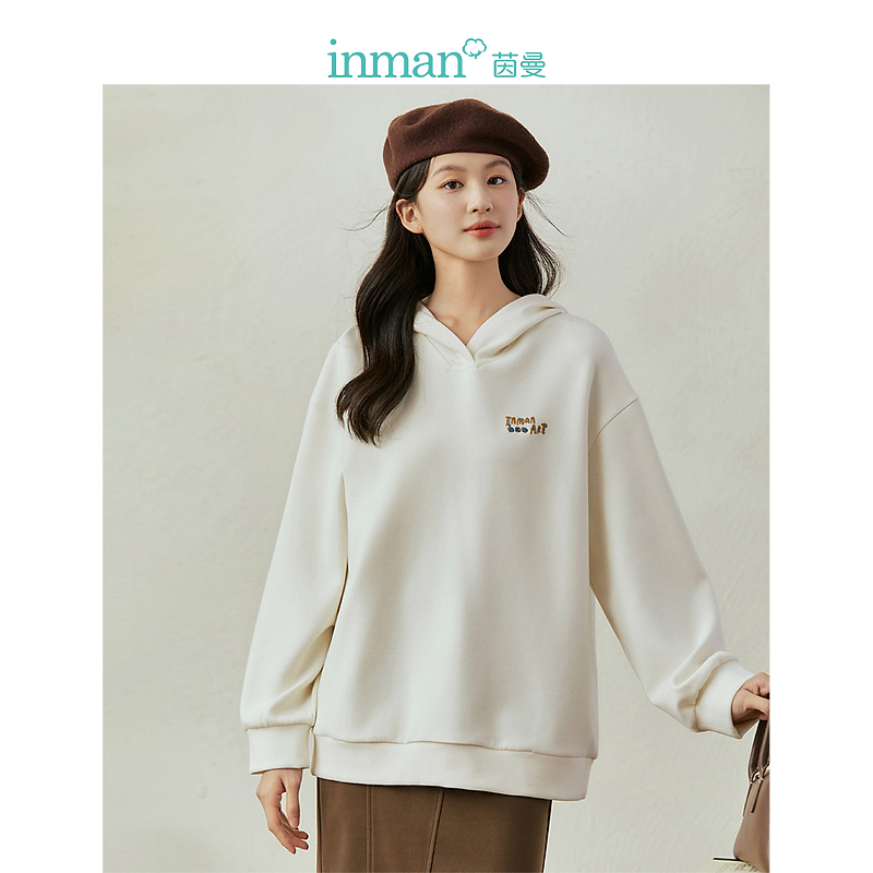 【商场同款】茵曼冬季女卫衣/绒衫女装休闲上衣连帽保暖长袖新款