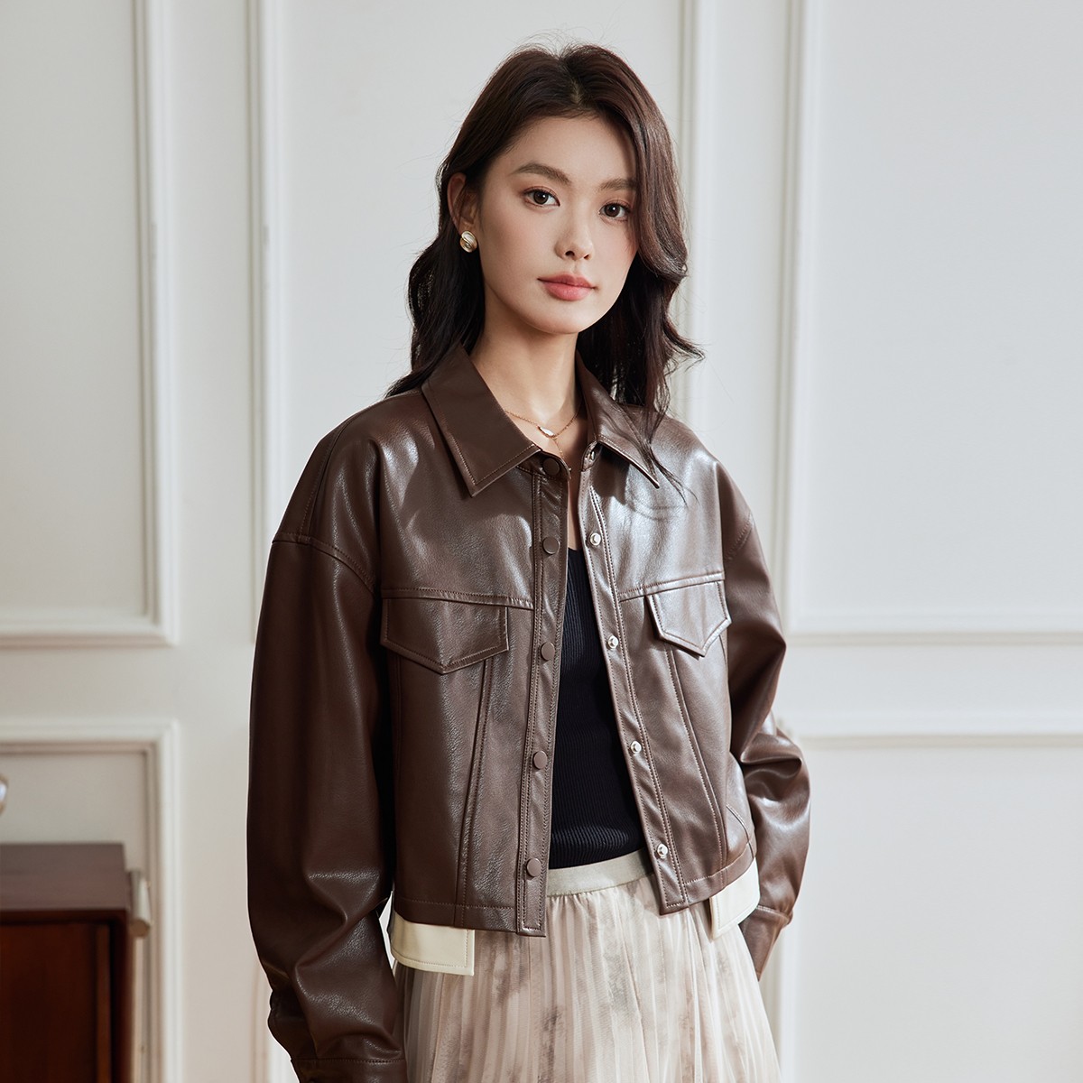 【雅丹风】茵曼春秋女短外套上衣短款休闲长袖气质宽松时尚爆款百搭