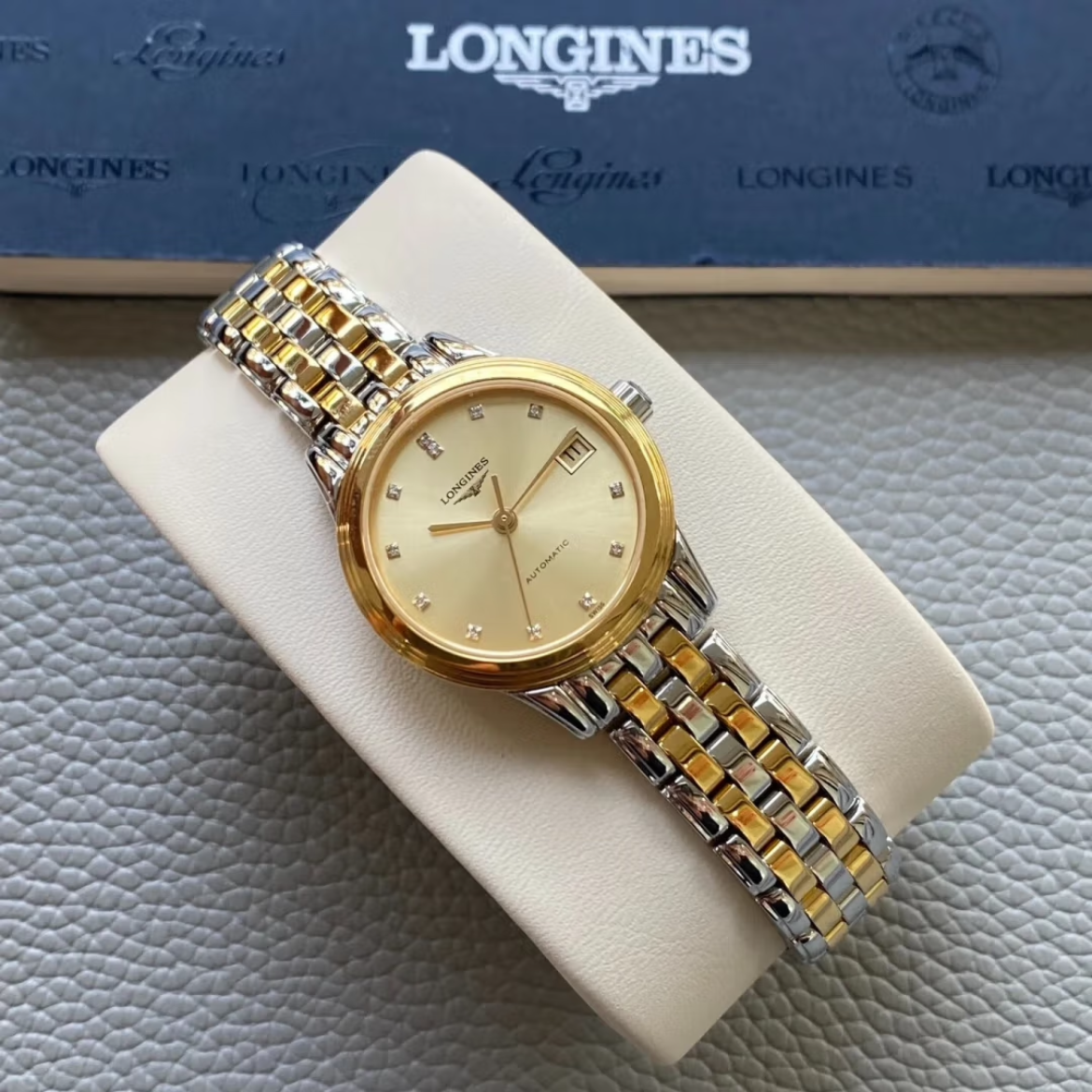 99新 Longines/浪琴 经典系列/女表/机械/30mm/374 金盘钻刻