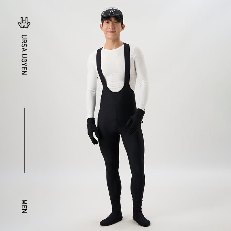 NEZA「罴.墨金」男女款抓绒透气保暖背带骑行裤秋冬季公路自行车