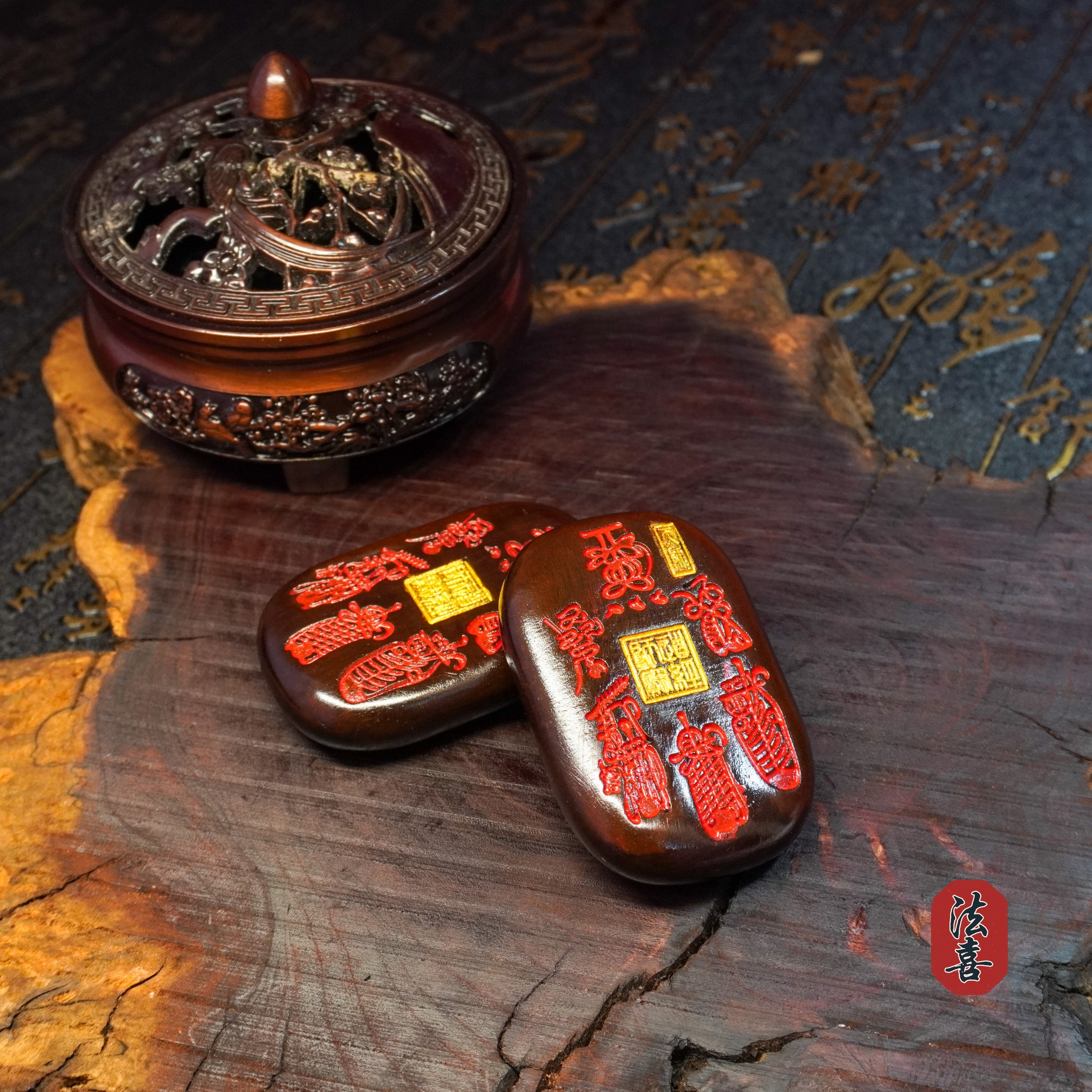 天然雷击枣木五雷吊坠玉化料吊坠纯手工一体雕刻车挂随身携带吊坠