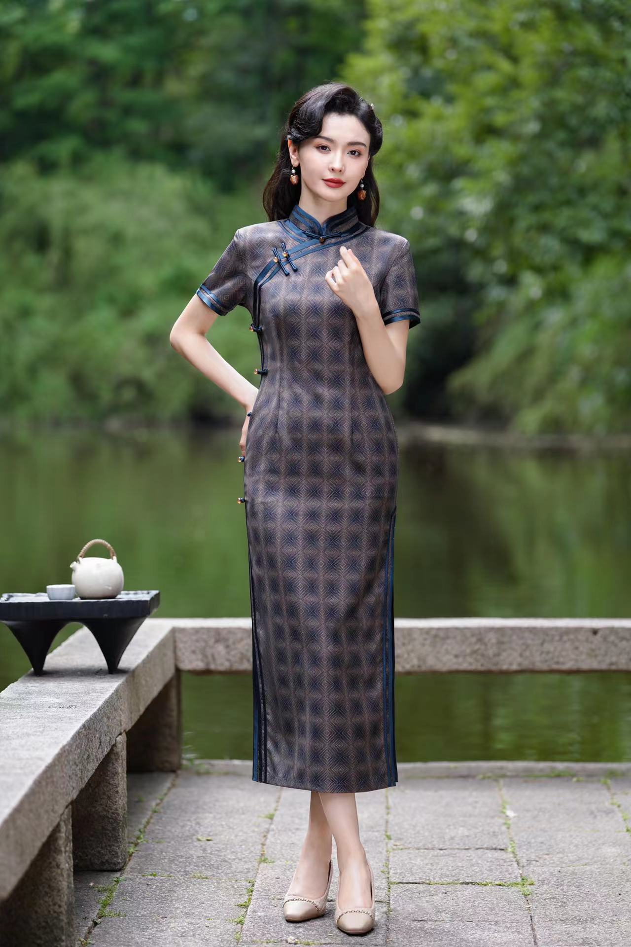 【回眸】2024夏季新款复古百搭优雅大方日常淑女旗袍