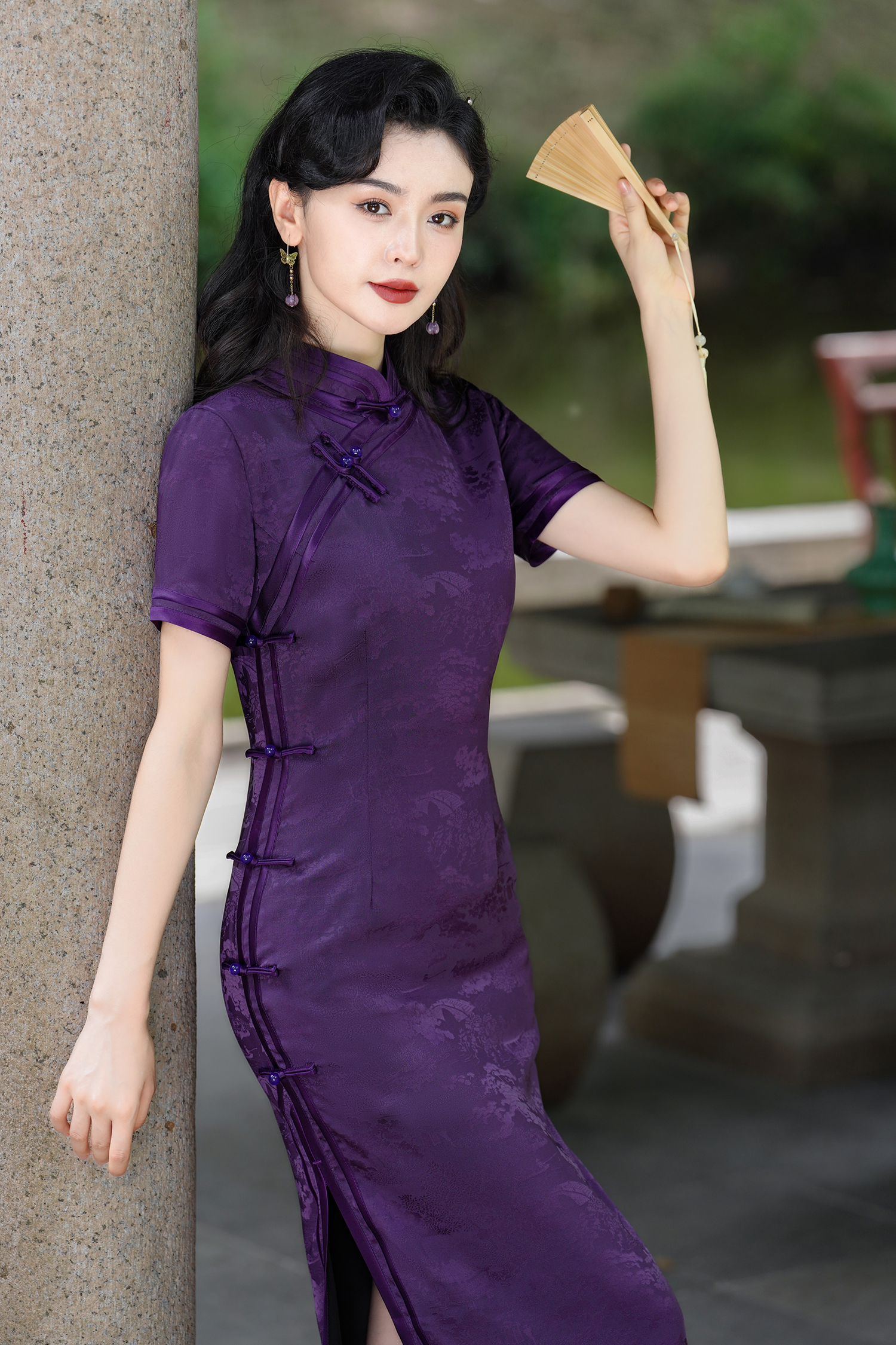 【花染紫萱】2024夏季新款复古百搭优雅大方日常淑女旗袍