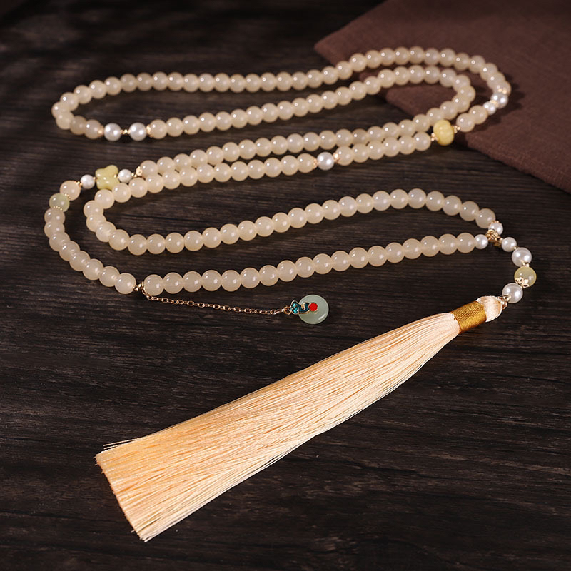 合金琉璃项链 新中式斜挎链多用途背背项链长款串珠国风旗袍汉服