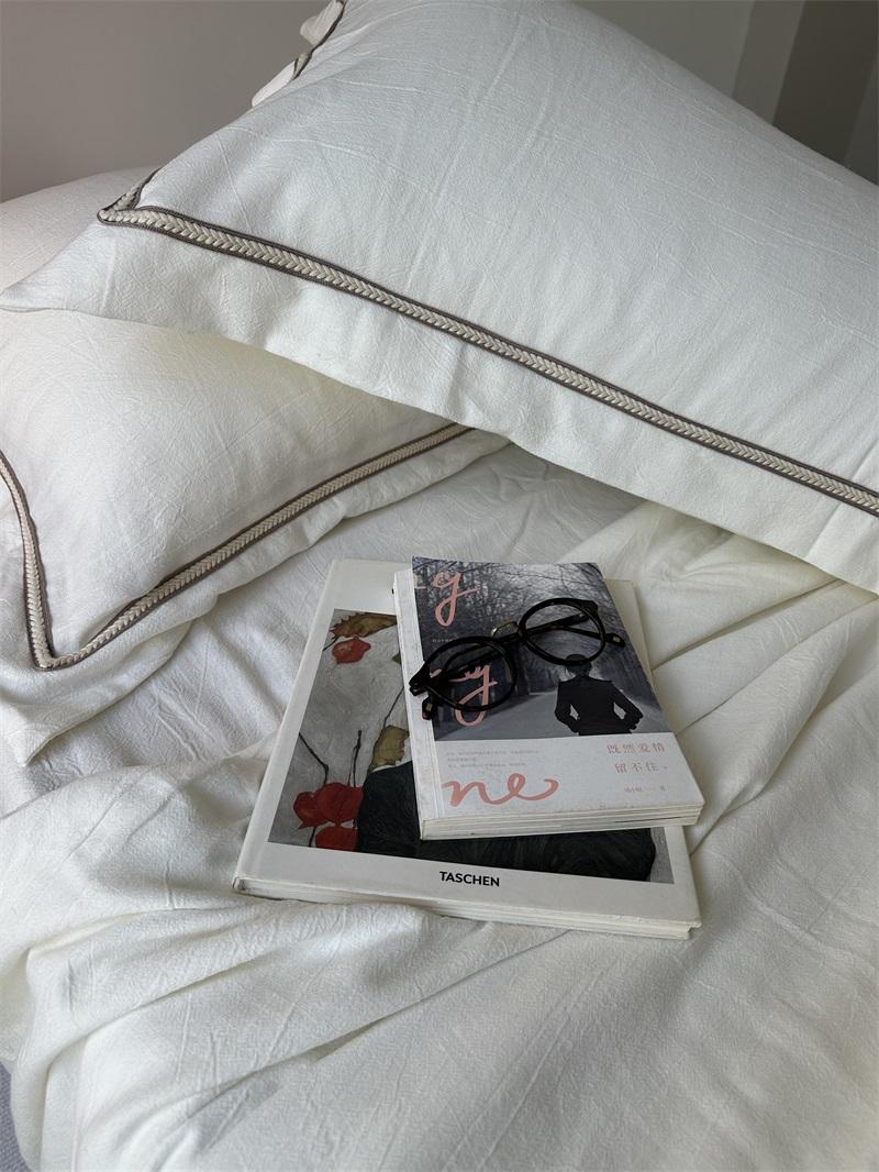 【麻先森-天丝麻】北欧纯色简约工艺款 亚麻天丝四件套天然