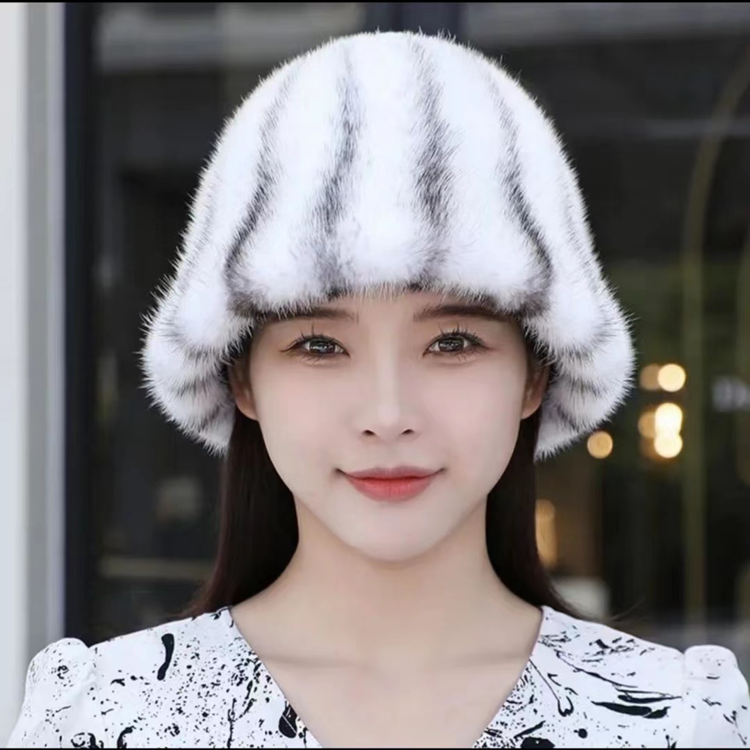 水貂帽子女秋冬季整貂皮草帽子冬天渔夫帽盆帽水桶帽礼帽貂毛保暖